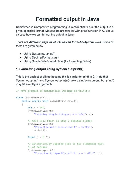 java print format|Java Output Formatting .